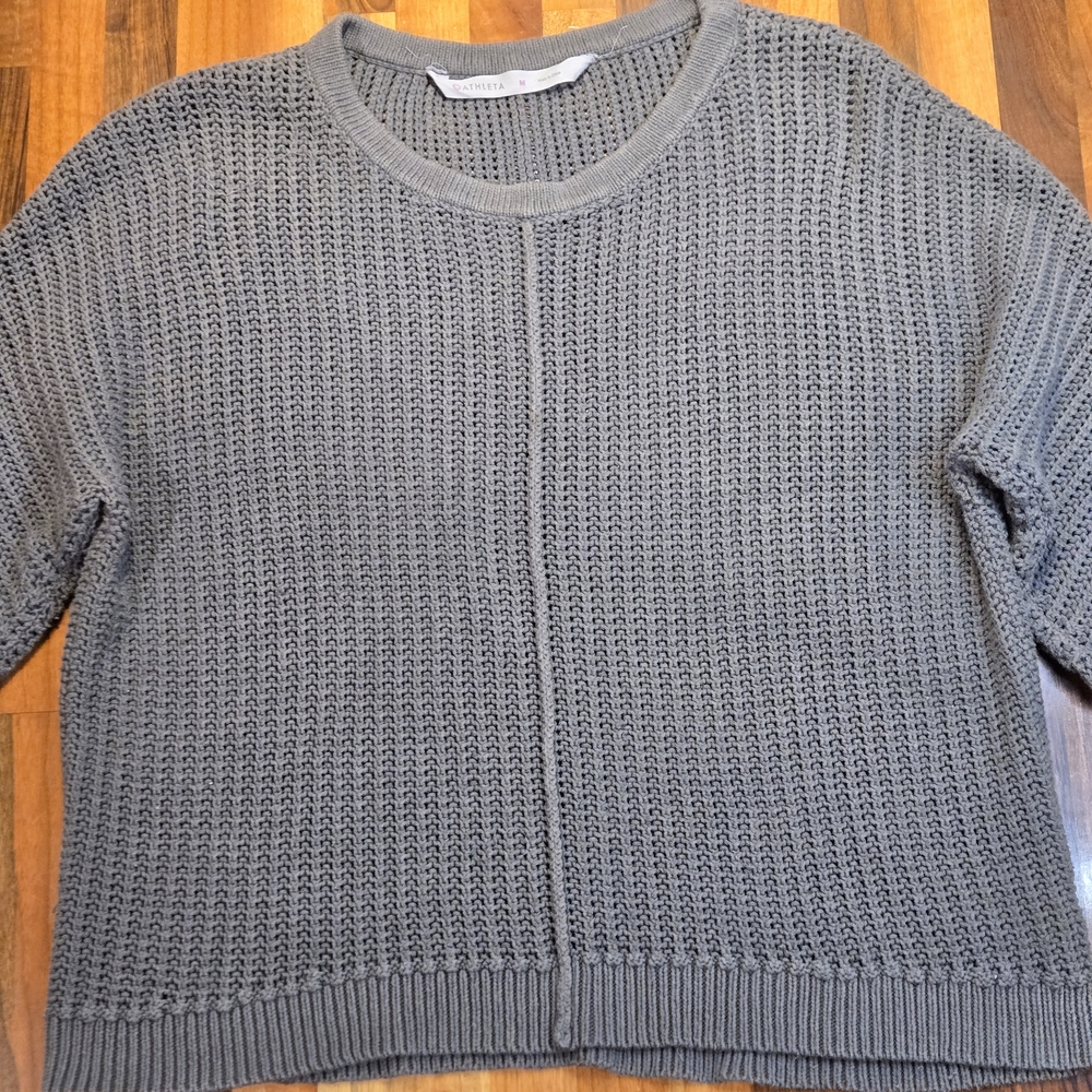 Athleta | Gray Shaker Stitch Textured Knit Sweater